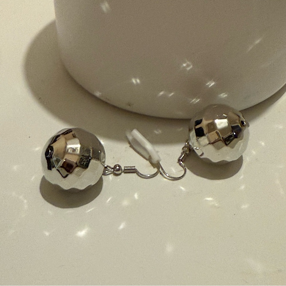Silver Disco Ball Earrings